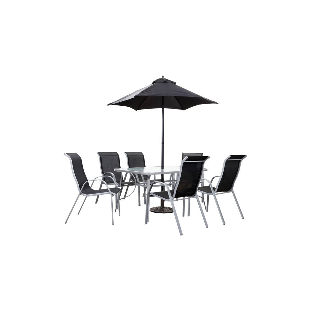 Florence 6 Seater Dining Set with Parasol