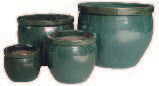 Set Of 4 Ceramic Planter Green